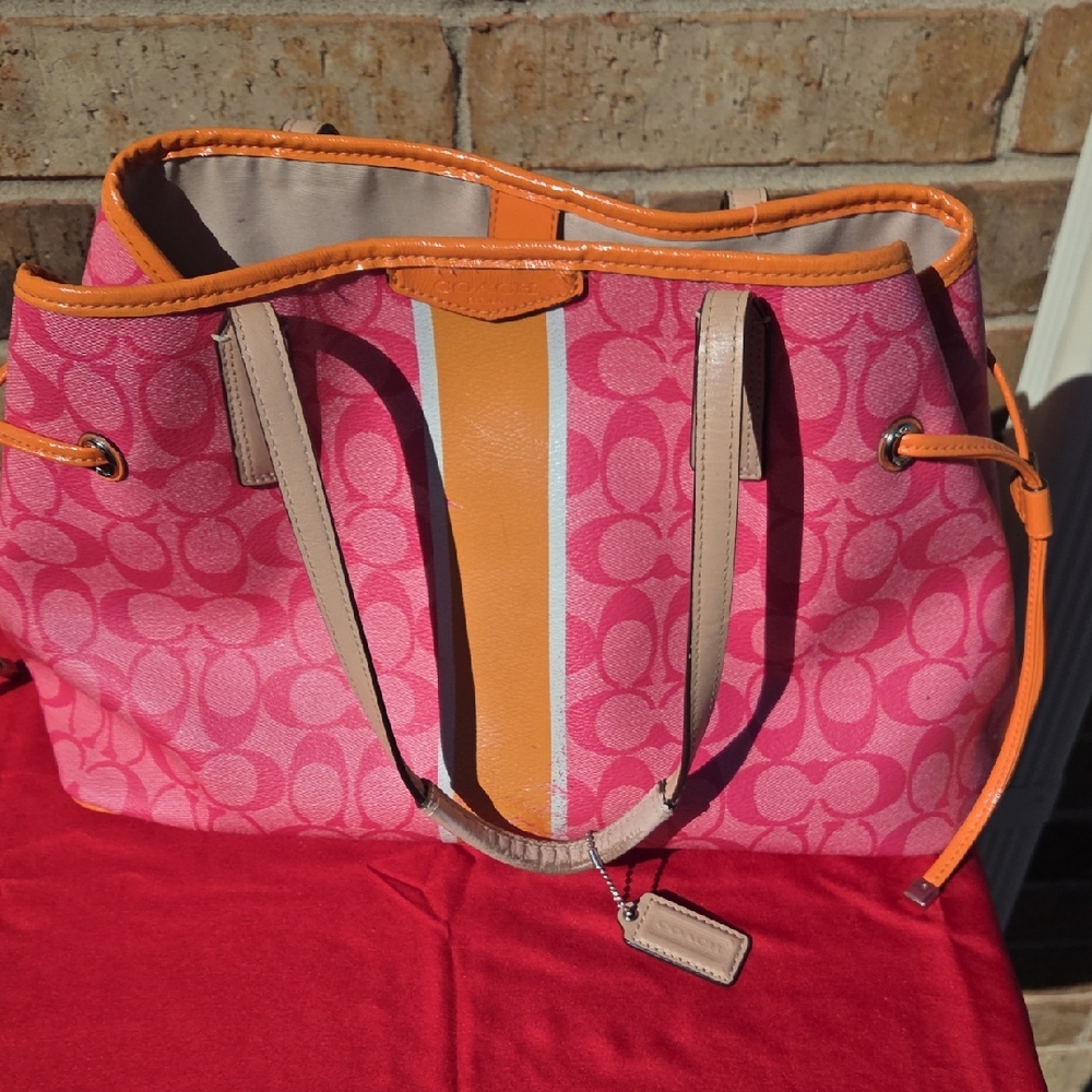 Coach Vibrant Pink and Orange Tote